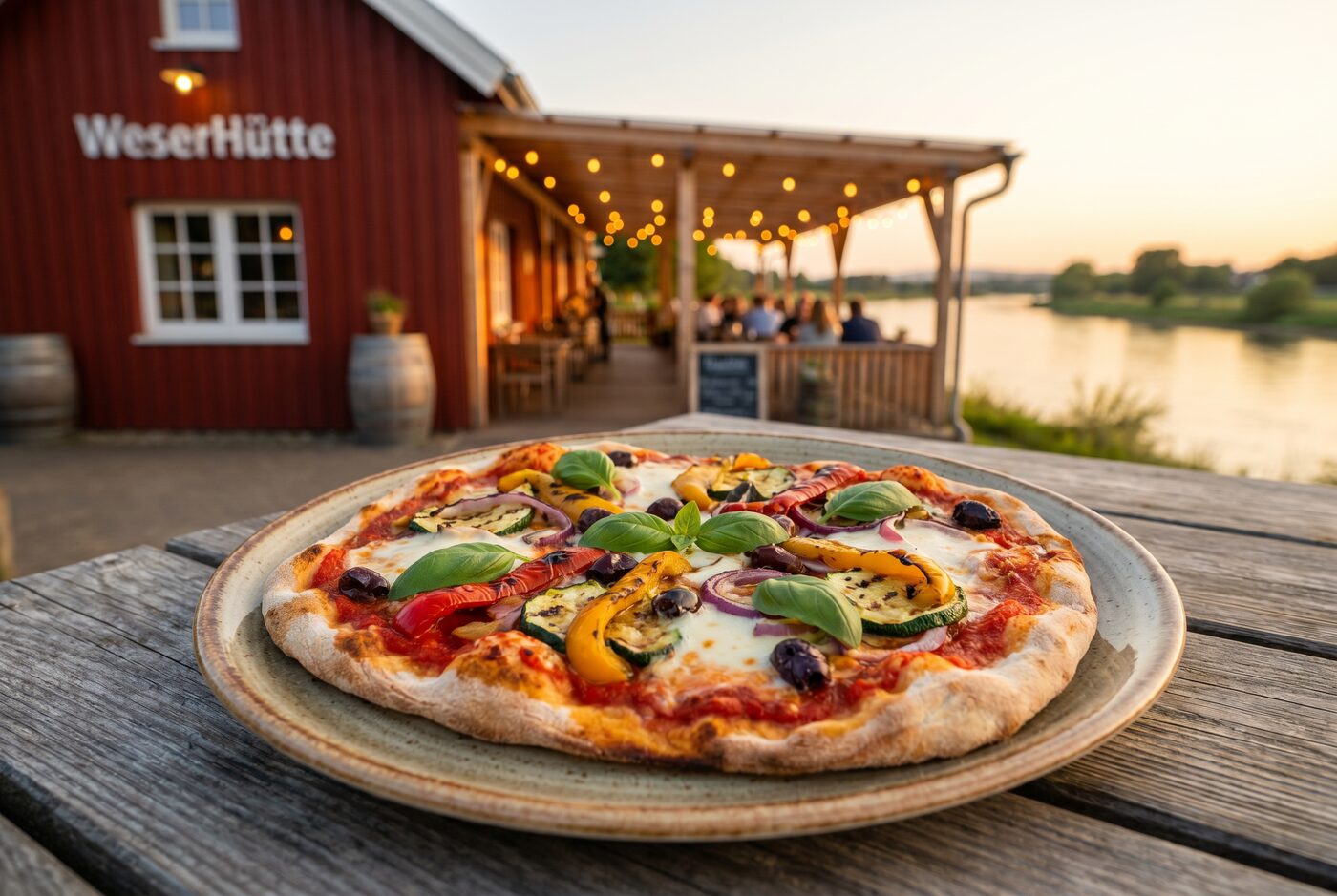 Frische Pizza mit gegrilltem Gemüse